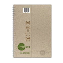 TUDOR ECO NOTEBOOKS SPIRAL A4 200 Page 8mm Ruled